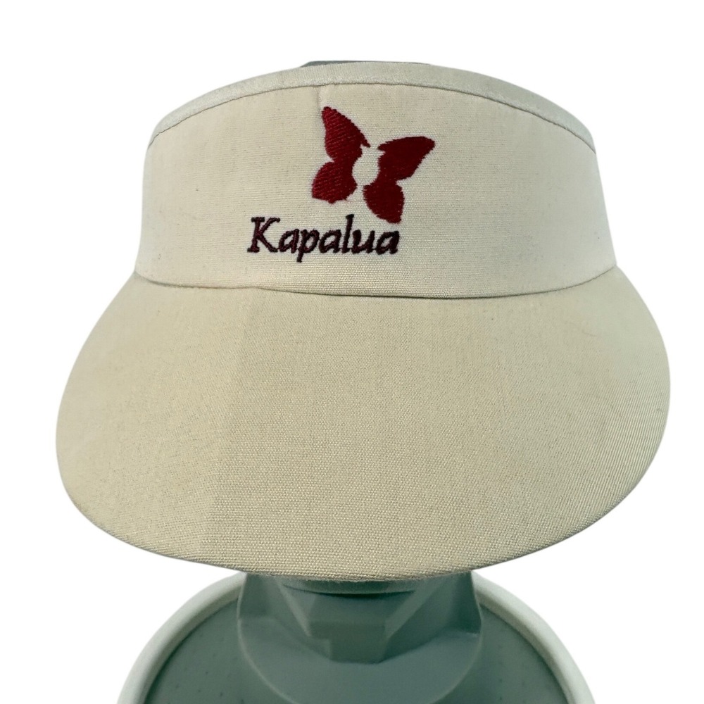Vintage Kapalua Golf Visor Cali-Fame Butterfly Logo Cream Green Made in USA